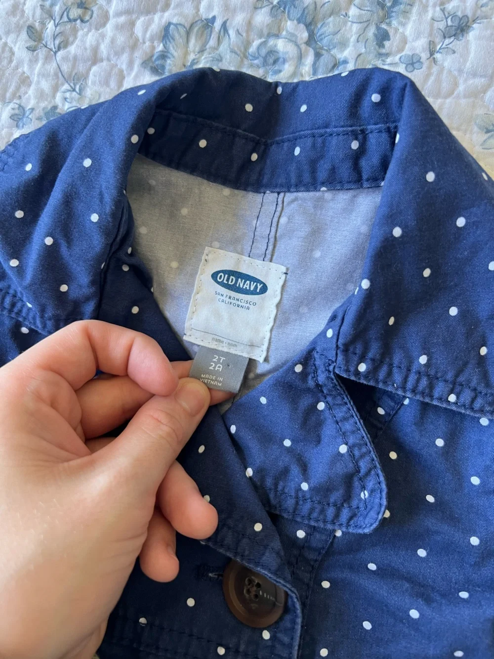 Old Navy Navy Blue Polka Dot Double-Breasted Pea Coat